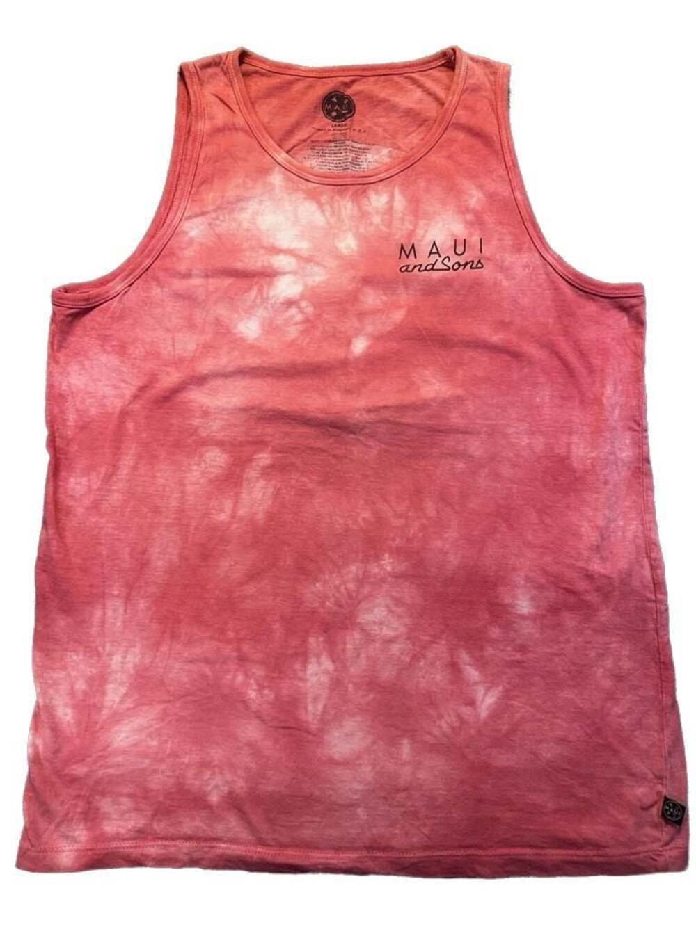 Maui + Sons Men's Tie Dye Logo Graphic Tank Top Swim Surf Beach Vacation Muscle